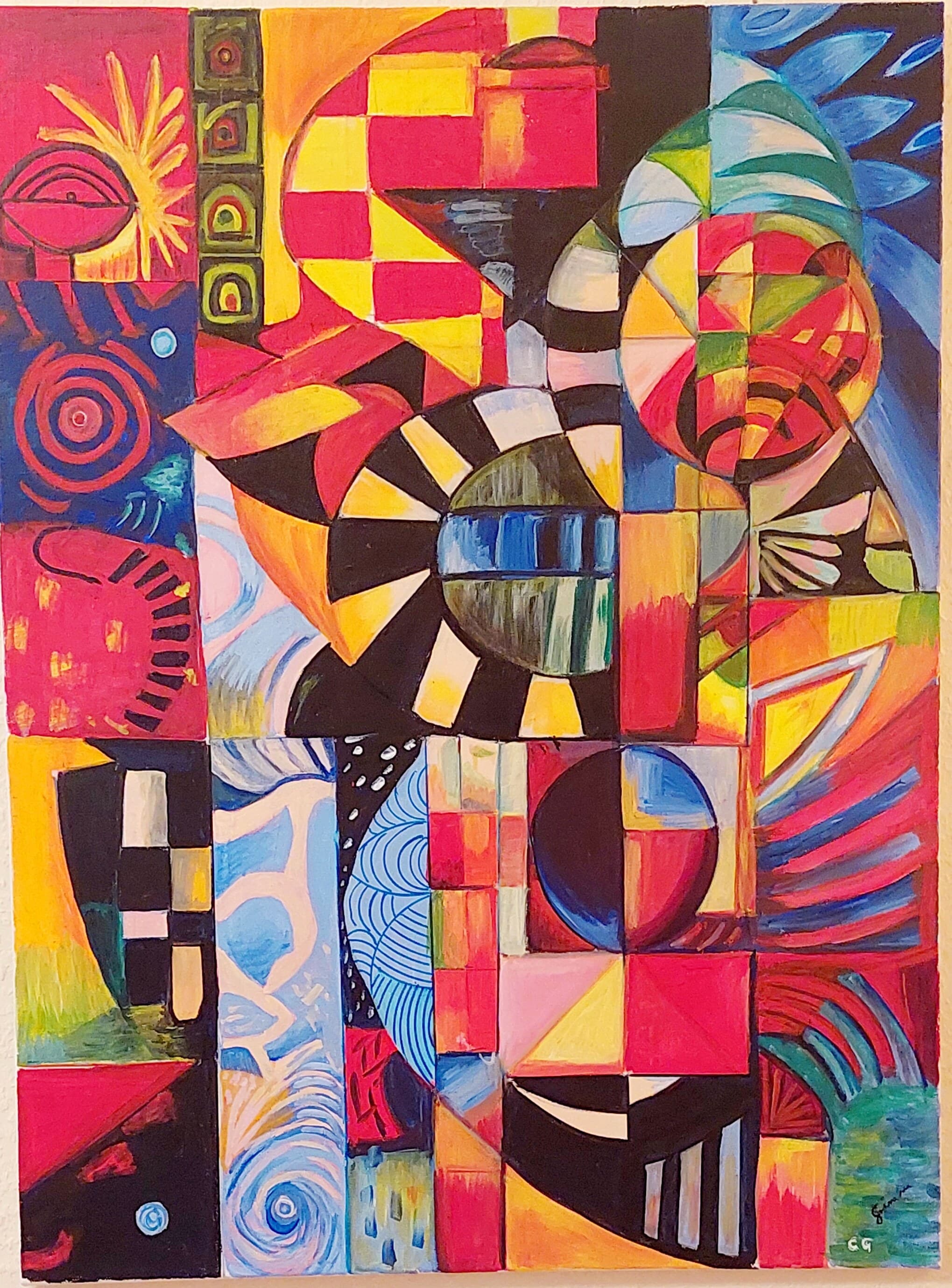 „Kreise im Weltall“ — Kreise, Spiralen und Farbfelder, Werk von Grimm-Art