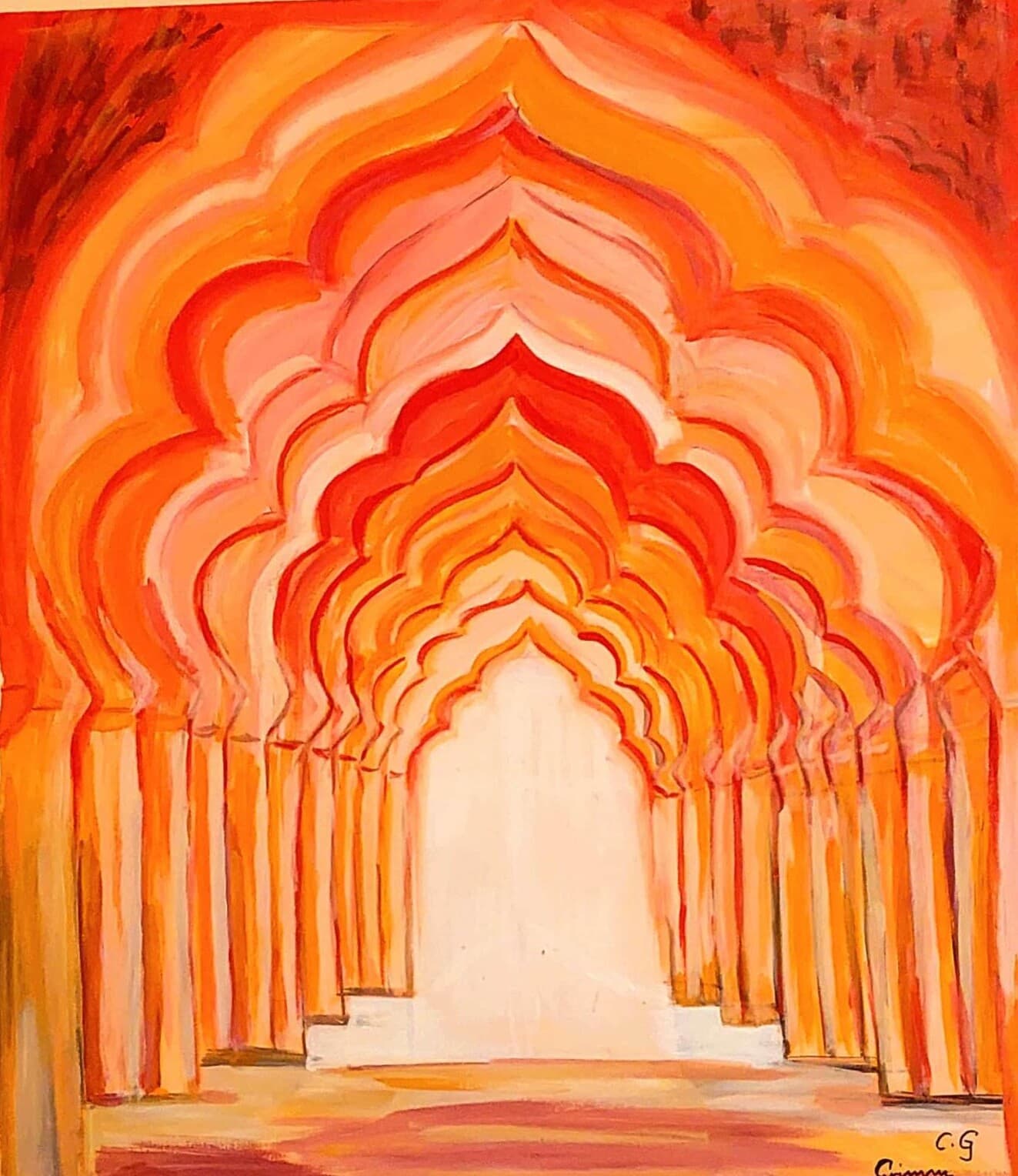 „Gang in deine Zukunft“ — das orange Kirchenportal (signiert C.G Grimm), Werk von Grimm-Art