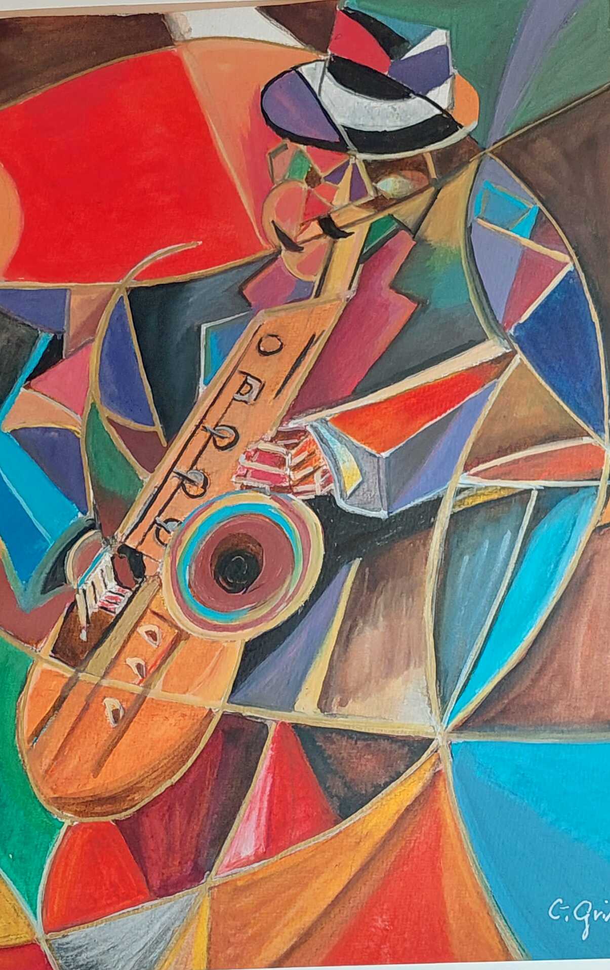 Der Saxophonist — abstraktes Werk von Claudia Grimm