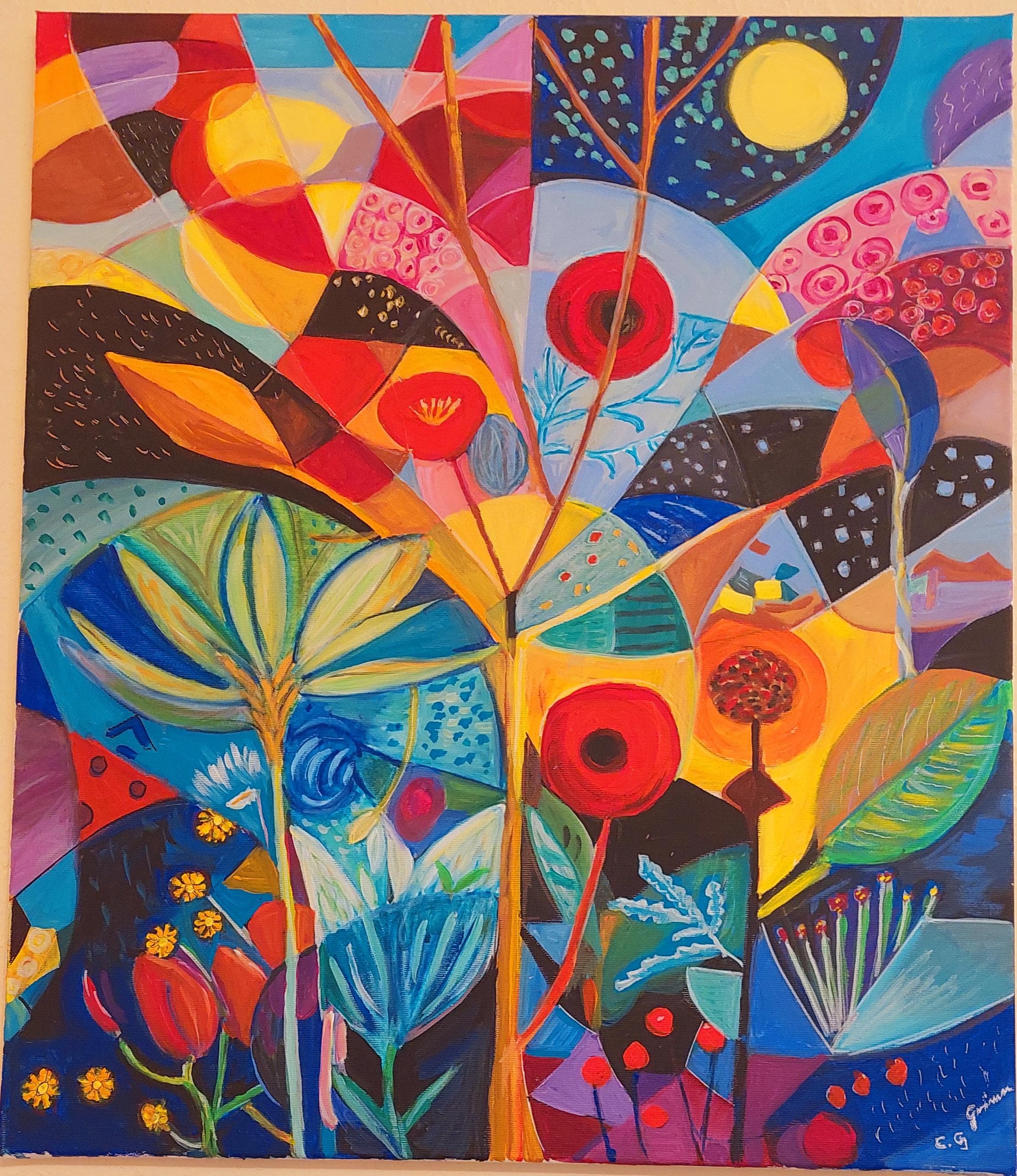 Frühling — Das Leben der Pflanzen von Claudia Grimm, Malerei auf Leinwand · 60 × 80 cm